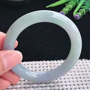 A货翡翠53.5 10老坑冰胶果冻紫罗兰圆条手镯翡翠玉镯手环 10.1