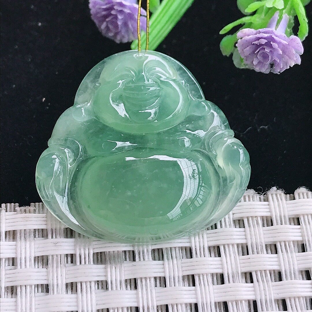 实拍A货翡翠28.8/31.2/5.8老坑冰种冰晴满绿佛公吊坠翡翠玉挂件