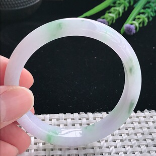 实拍天然翡翠52.8 7.2老坑精美冰润飘花手镯翡翠玉镯手环 9.9
