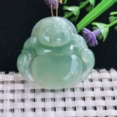 实拍A货翡翠31 5.5老坑冰润果冻胶冰晴绿佛公吊坠翡翠挂件 32.8