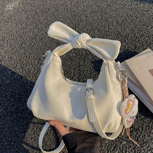 新款韩系百搭蝴蝶结单肩手提包