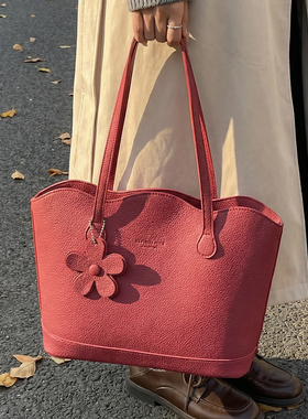 红色包包女式2025新款潮高级感大容量通勤托特包结婚新娘伴娘婚包