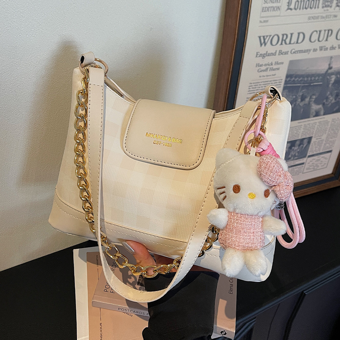 格子包包女款2026新款潮春季时尚单肩腋下包高级感通勤斜挎水桶包,箱包皮具/热销女包/男包,通用款女包,淘宝优惠券,粉丝福利购,淘宝优惠卷