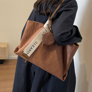 夏季 高级感菱格单肩包大容量托特包美拉德通勤包 包包女式 2025新款