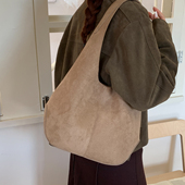 麂皮绒包包女式 高级感复古通勤托特包大容量单肩包子母包 2026新款