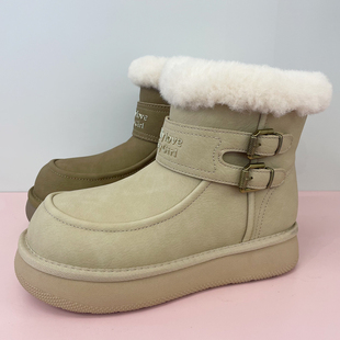 莫丽爱厚底雪地靴2025新款冬季加绒加厚大棉鞋保暖雪地棉商场同款