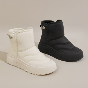 莫丽爱女鞋2022冬季新款加绒保暖短靴平底休闲雪地靴棉鞋女士短款