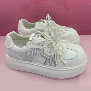 莫丽爱厚底小白鞋增高女鞋2025夏季新款网面透气运动休闲软底单鞋