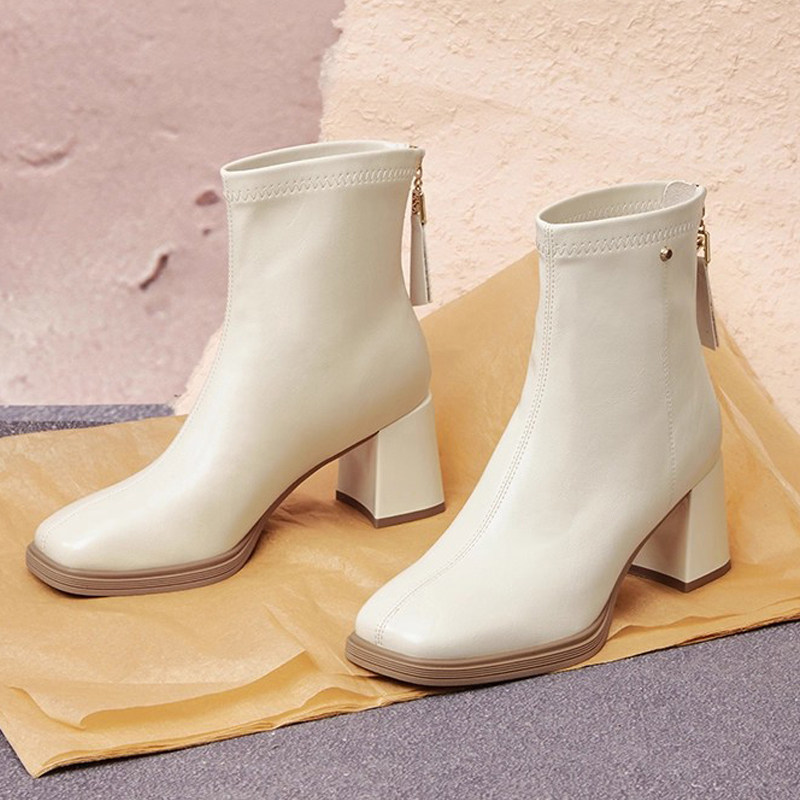 莫丽爱MOLLY LOVE女鞋2025时尚百搭粗跟软底短靴简约透气休闲鞋,女鞋,时装靴,淘宝优惠券,粉丝福利购,淘宝优惠卷