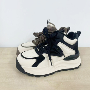 DFN加绒老爹鞋增高雪地靴2023新款秋冬高帮鞋保暖休闲运动鞋女