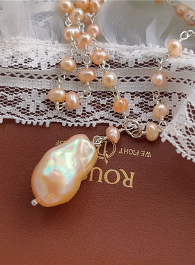 法式复古高级感轻奢天然巴洛克珍珠项链女百搭通勤气质精工锁骨链