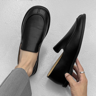 V05软底豆豆鞋春秋透气时尚一脚蹬男款欧若智性风商务工作皮鞋