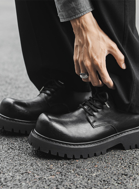 Cleanfit潮款英伦风大头皮鞋厚底增高德比鞋商务正装休闲百搭男鞋
