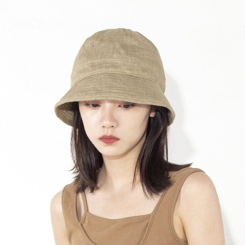 春秋棉麻渔夫帽素颜时尚百搭日系大头围小边盆帽女士显脸小水桶帽