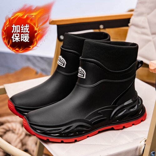 雨鞋男士短中筒耐磨水鞋防滑赶海钓鱼防水胶鞋厨房洗车高筒雨靴男