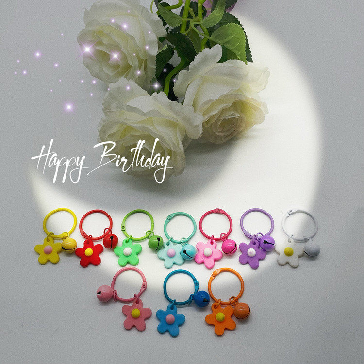 日系少女心韩版彩色花朵铃铛钥匙扣小仙女糖果色马卡龙花朵钥匙扣