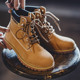 登山靴工装 鞋 冬季 马登马丁靴男大黄靴美式 加绒中帮沙漠靴子高帮鞋