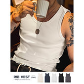 马登工装 男夏 棉背心T恤运动健身户外内穿打底衫 复古纯色修身 无袖