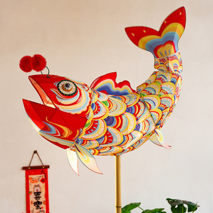古风手持鱼灯笼手工成品新年春节元宵非遗花灯汉服大弯鱼鱼灯道具
