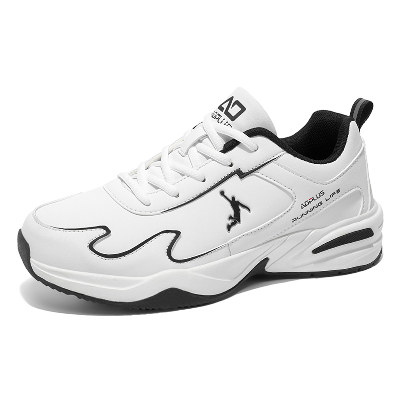 男式跑步鞋春秋低帮系带皮面大码户外防滑休闲运动鞋旅游鞋慢跑鞋