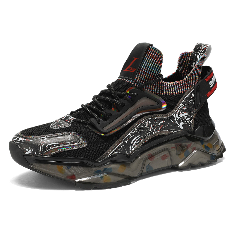 男式飞织跑步鞋春夏低帮时尚网布面休闲运动鞋青年大码慢跑鞋潮鞋