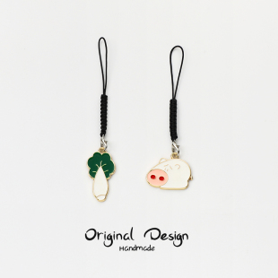 小猪白菜小挂件情侣手机挂绳U盘防丢耳机保护套包包挂饰少女创意