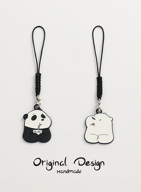 玫瑰小熊猫挂件情侣手机挂绳U盘耳机保护套包包挂饰可爱少女创意