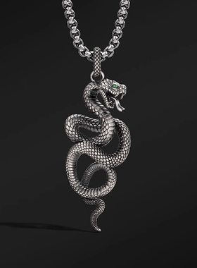 灵蛇吐信纯银男士项链