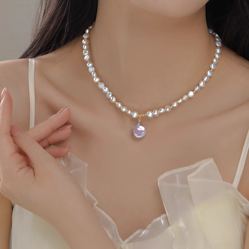 天然淡水珍珠项链女款巴洛克吊坠