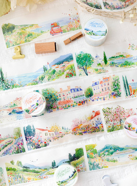 暮光和纸胶带 治愈假日系列 樱树田野花店岛屿手账造景DIY装饰贴