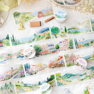 饰贴 樱树田野花店岛屿手账造景DIY装 暮光和纸胶带 治愈假日系列