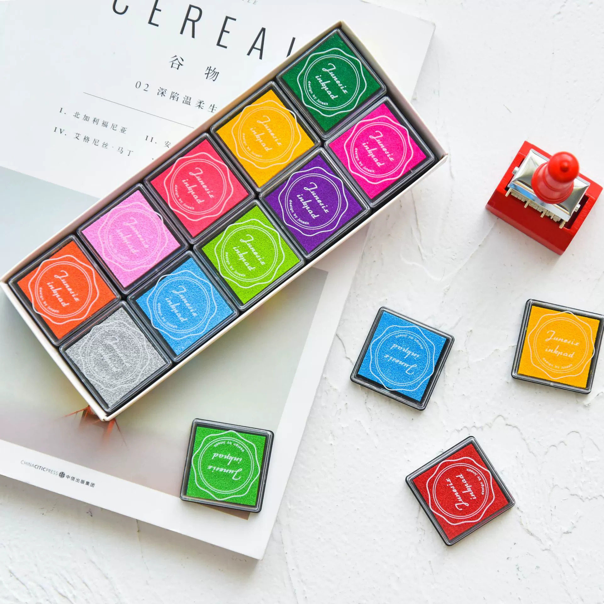 junesix手指画彩色印泥 4*4cm橡皮章儿童教师印章印台 20色套装,文具电教/文化用品/商务用品,可爱印泥,淘宝优惠券,粉丝福利购,淘宝优惠卷