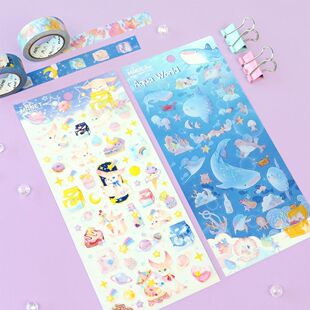 韩国manet贴纸 海洋世界可爱耳廓狐 梦幻卡通手帐日记素材装饰贴