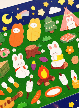 韩国Bonito贴纸 a pleasant camping 愉快的露营手帐素材装饰贴画