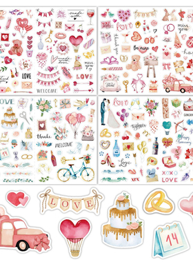 YX贴纸 happy Wedding 婚礼进行时系列.6 浪漫手账相册素材装饰贴