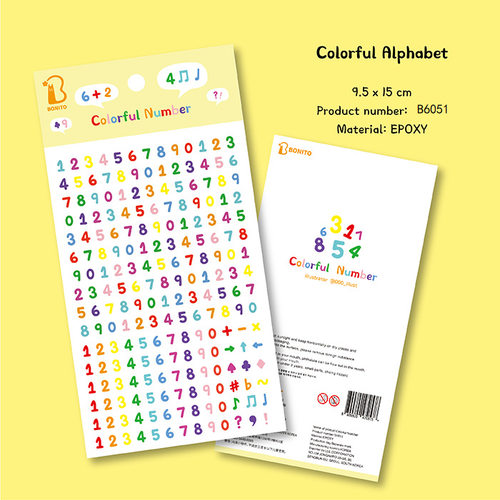 韩国Bonito贴纸滴胶多彩数字