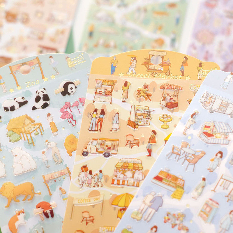 Nekoni贴纸 户外日记系列 生活场景集市咖啡店手帐素材diy装饰贴,文具电教/文化用品/商务用品,贴纸/立体贴纸,淘宝优惠券,粉丝福利购,淘宝优惠卷