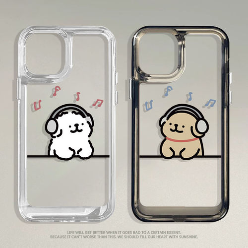 情侣小狗适用iphone17promax手机壳16plus苹果15保护套13mini小米14耳机12创意mate70华为p80任意机型Air音乐