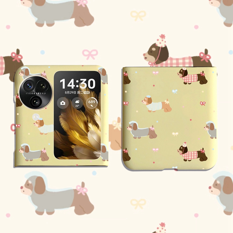 韩风可爱小狗适用oppo FindN2/n3Flip手机壳华为Pocket2折叠屏razr50三星zflip6荣耀vflip小米MIXFlip2小折叠
