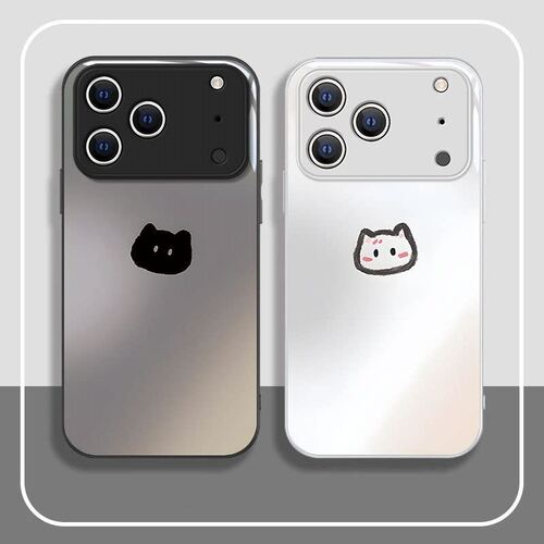 适用于苹果17promax手机壳iPhone16e钢化玻璃15/14/13简约11/12卡通超可爱xs/xr情侣8/7plus保护套腮红线条猫