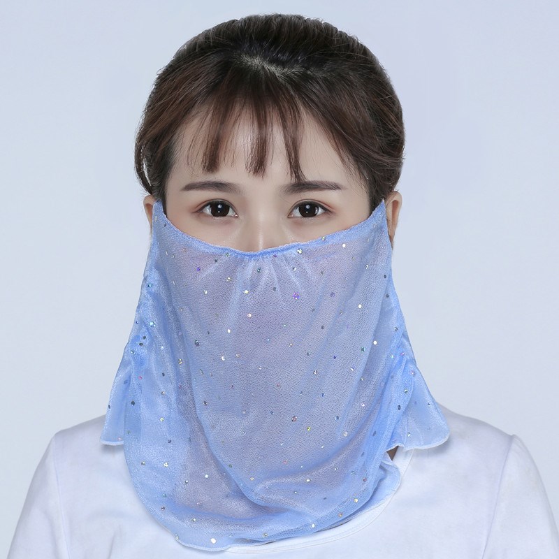 2018新款夏季防嗮女士透气薄款遮阳面罩面纱护颈防紫外线买2送1
