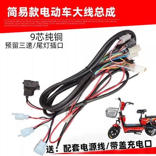 简易款电动电瓶车线路总成