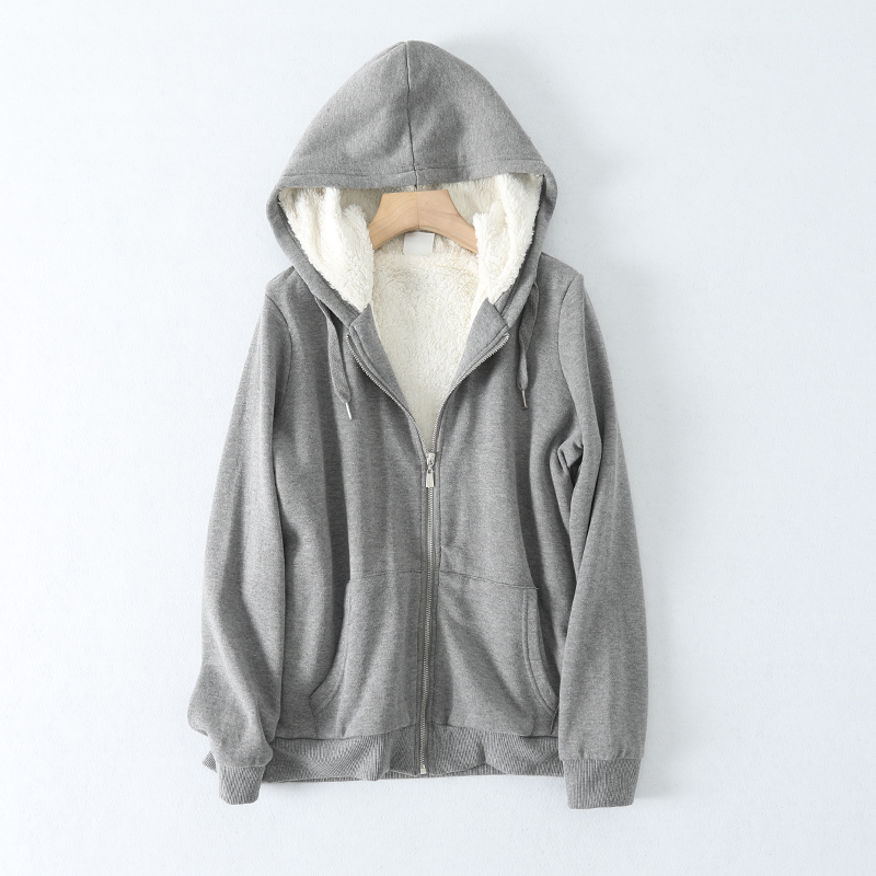 加绒加厚拉链开衫羊羔绒