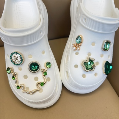 洞洞鞋花装饰扣适配crocs鞋花通用配件金属立体彩色蝴蝶花珍珠