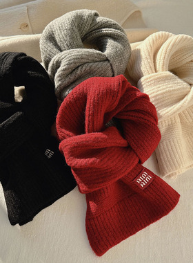 羊毛时尚大标AIM高品质围巾女中长款厚实保暖围脖简约原创风冬季