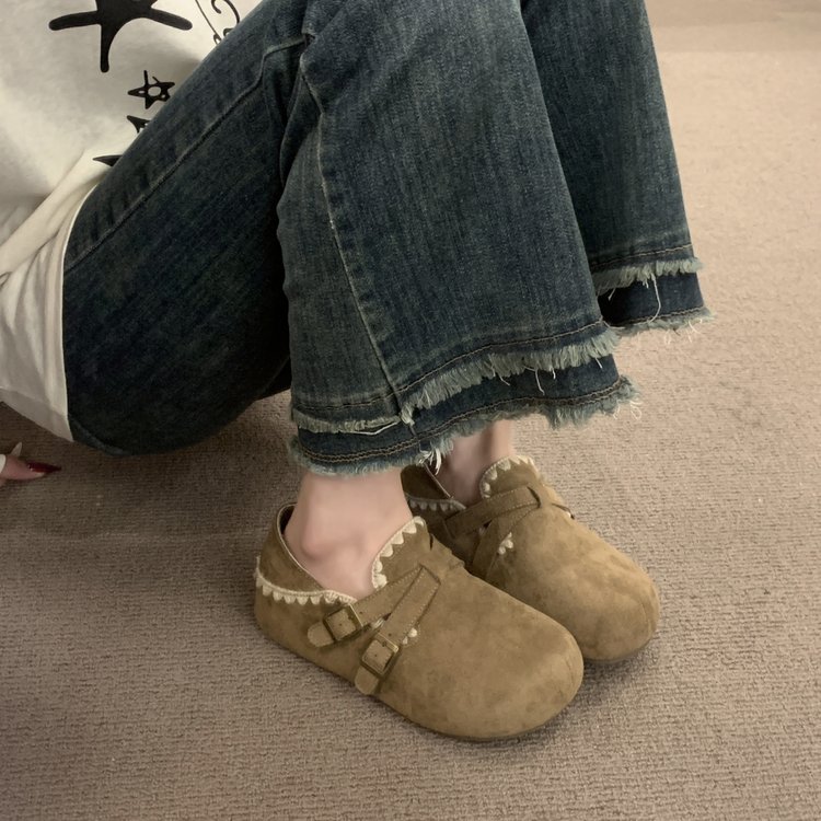 2025新款复古棕色厚底勃肯鞋