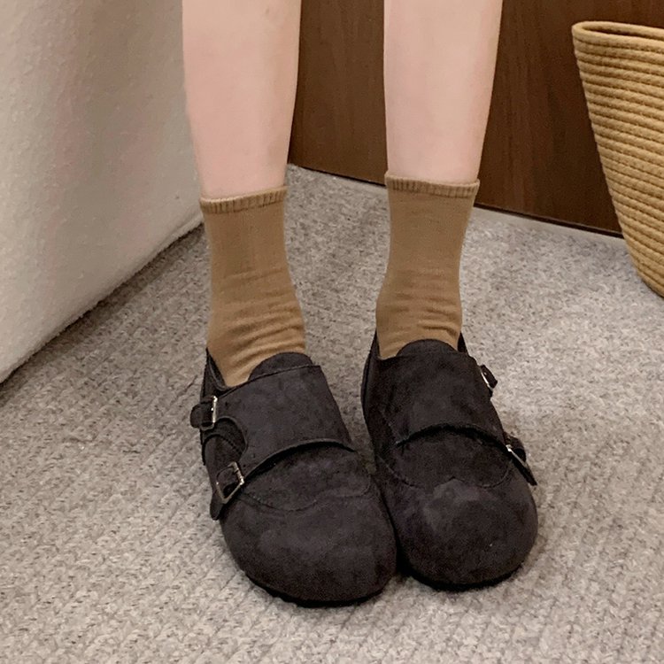 勃肯鞋女灰色秋冬新款搭扣乐福鞋