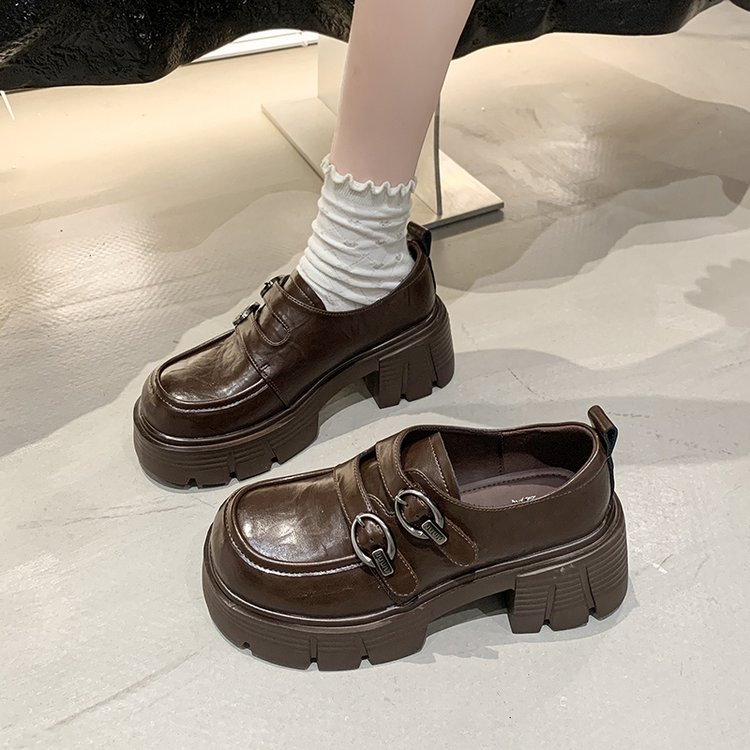 英伦风气质增高新款厚底乐福鞋