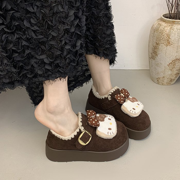 冬季加绒保暖懒人一脚蹬毛绒棉鞋