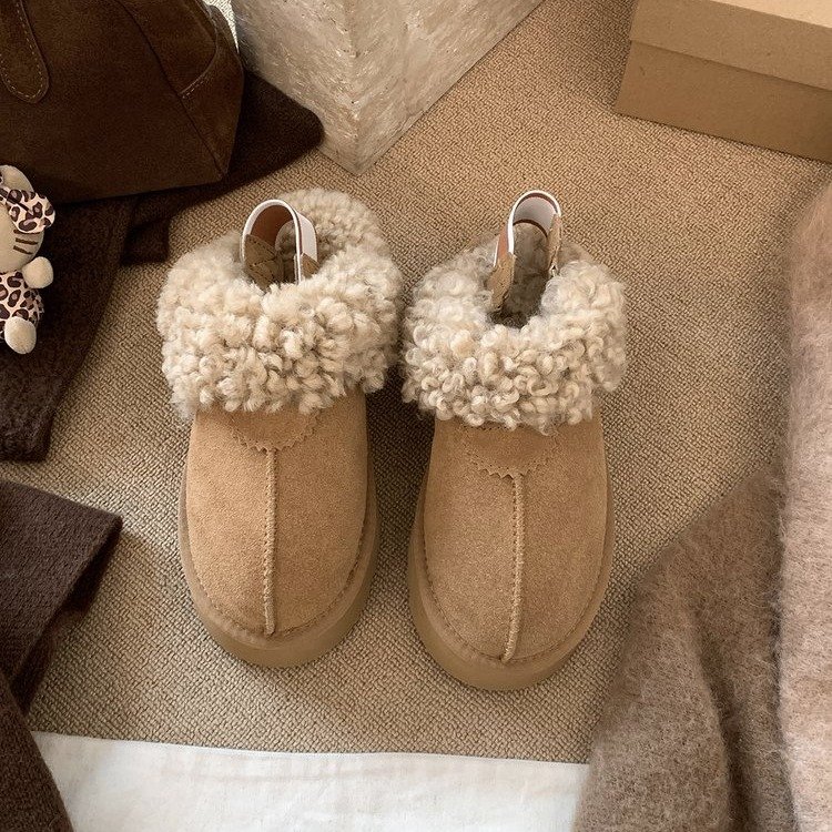 厚底一脚蹬两穿毛毛拖鞋女外穿